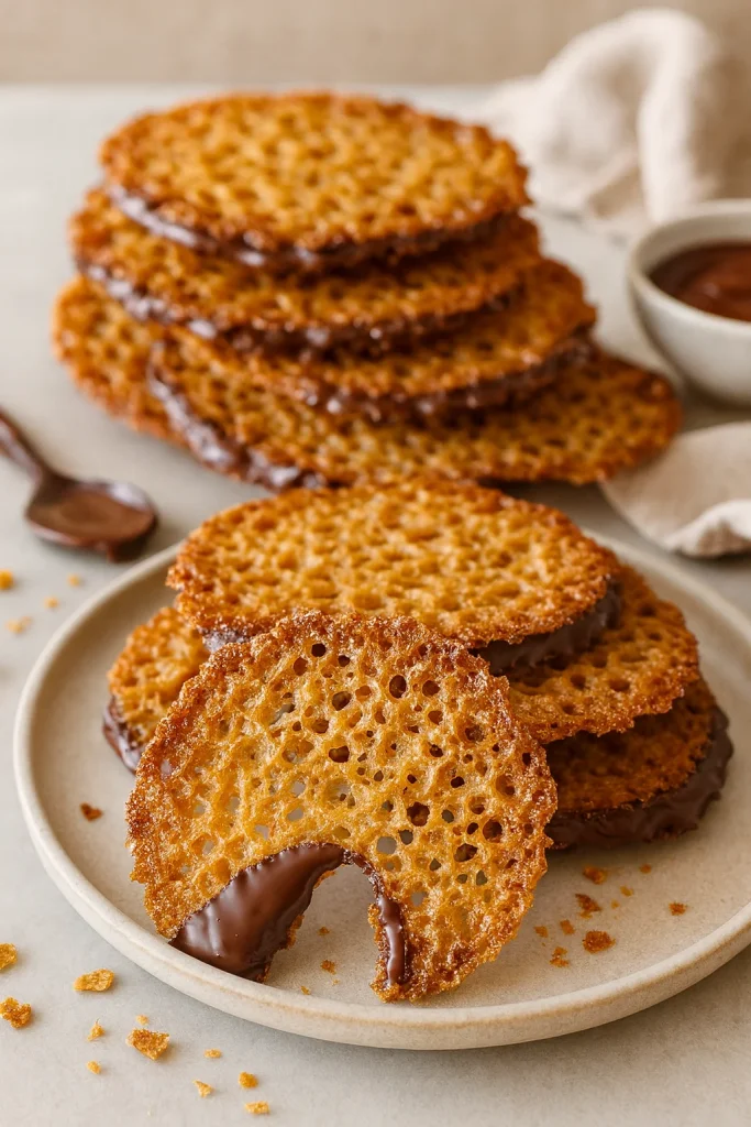 Lace Cookies with Chocolate