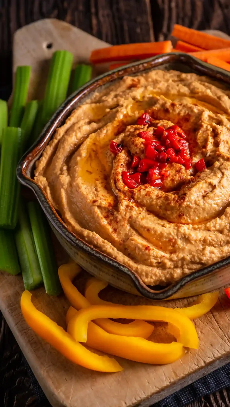 Roasted Red Pepper Hummus Recipe (Creamy and Smoky)