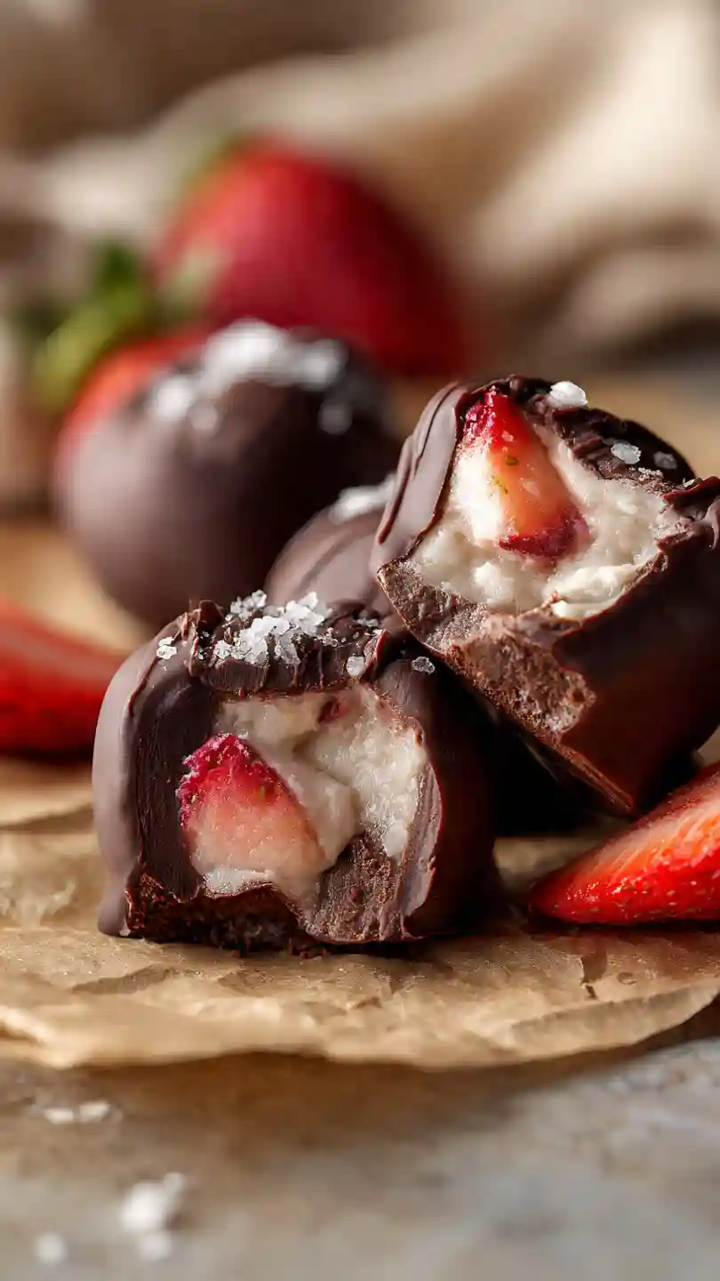 Chocolate Strawberry Frozen Yogurt Bites 