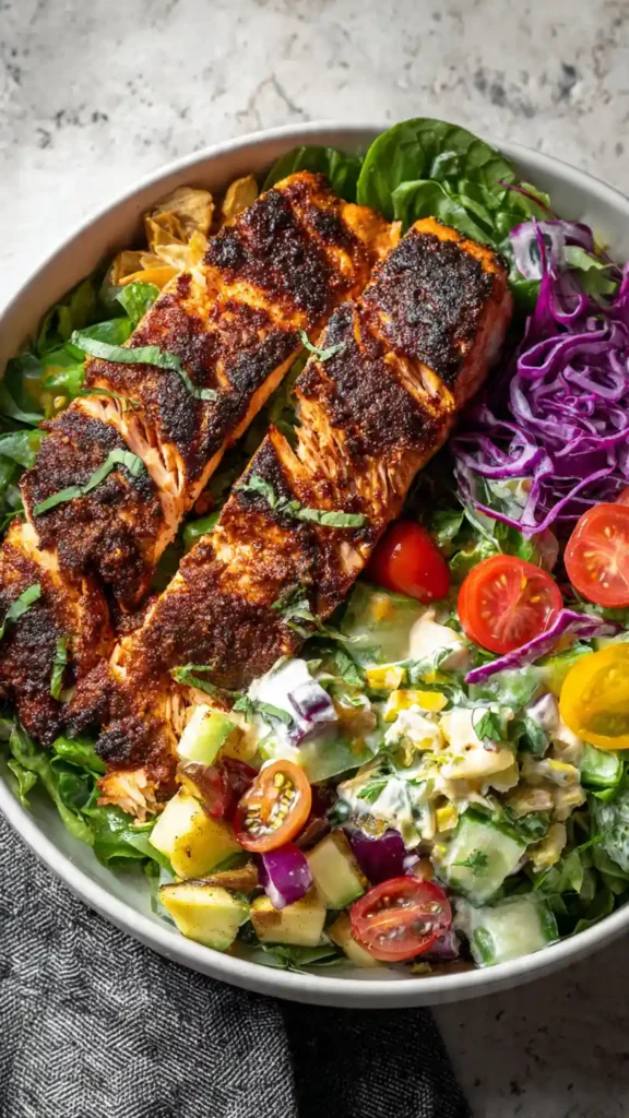 blackened salmon salad
