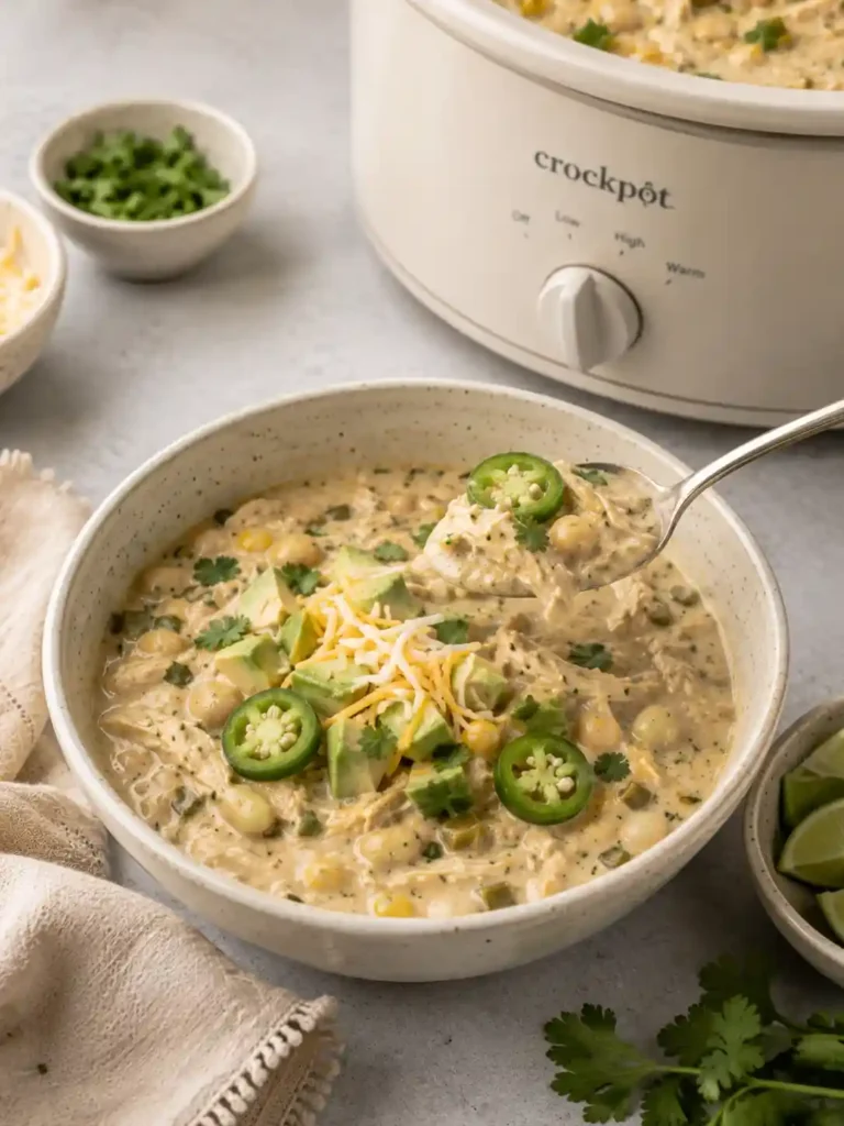 Creamy Crockpot White Chicken Chili