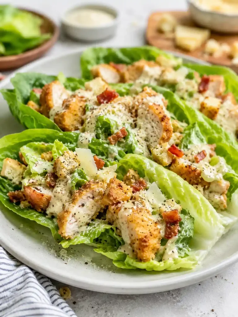 Crispy Chicken Caesar Lettuce Wraps