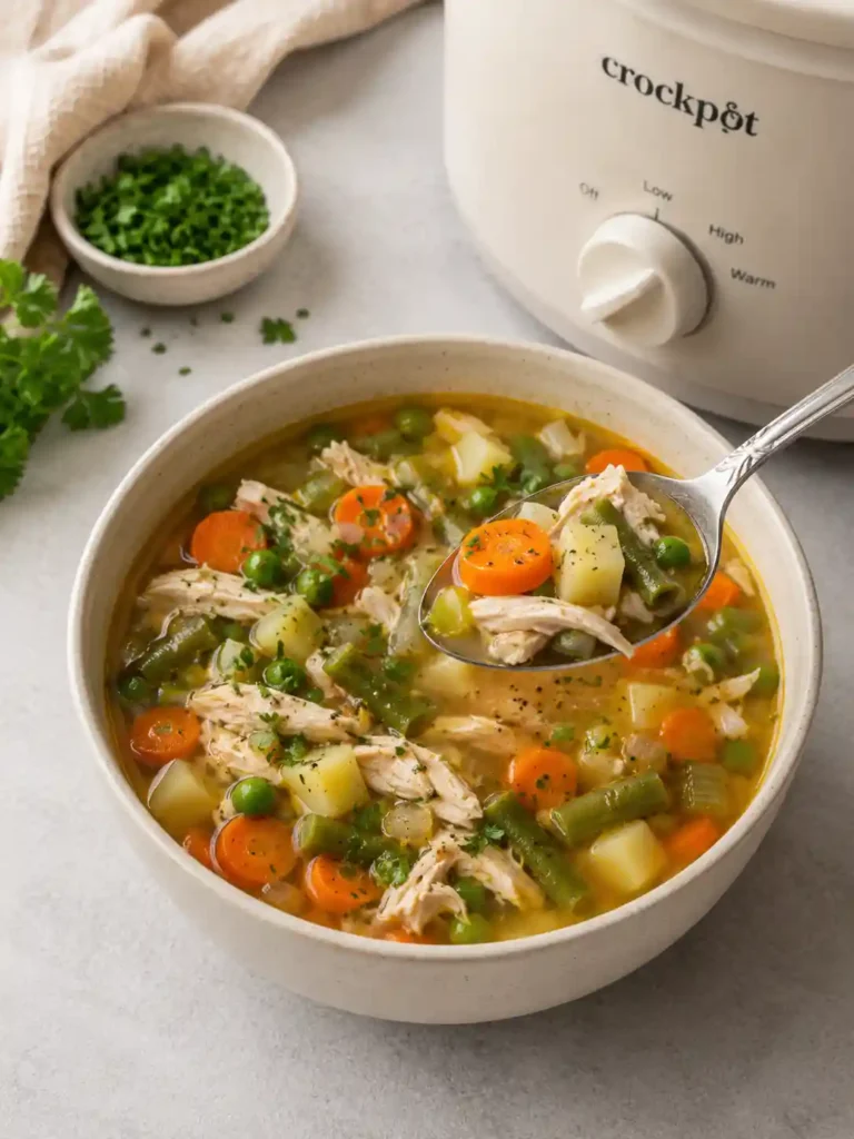 Easy Crockpot Chicken Vegetable Soup